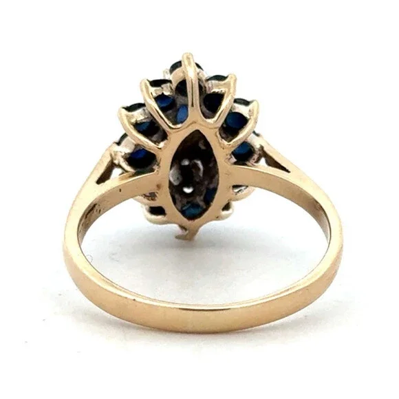 Designer GTR 10KP Yellow Gold Sapphire Diamond Double Halo Oval Cocktail Ring